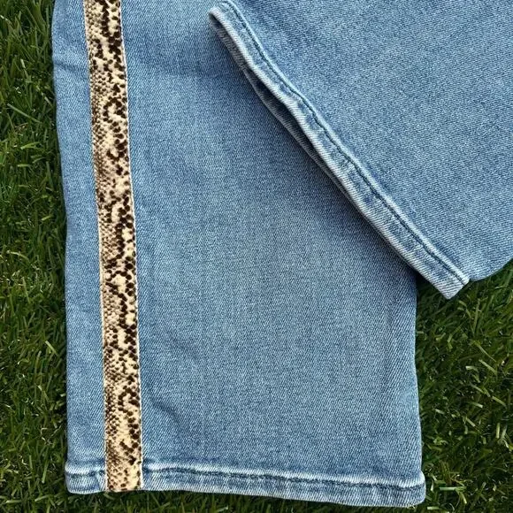 Jen7 for 7 For All Mankind Crest Ankle Straight Snakeskin Stripe Denim Jeans 8 - Picture 5 of 10